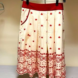Red and Cream Heart Patterned Skirt